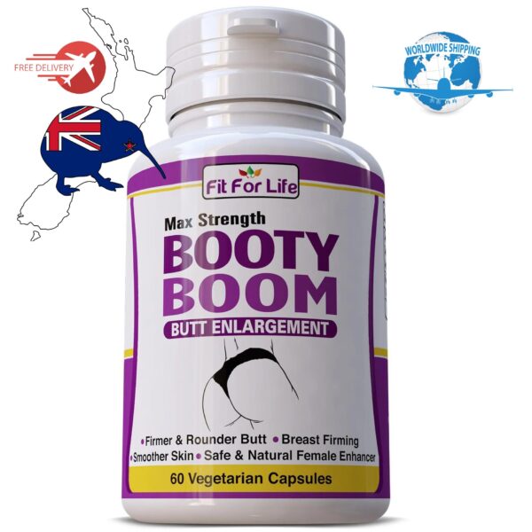 Booty Boom Fit For Life Max Strength Premium Pueraria Mirifica BIG Breast & Butt Grow Booster x 60 Capsules