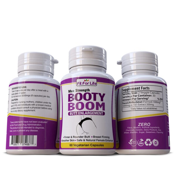 Booty Boom Fit For Life Max Strength Premium Pueraria Mirifica BIG Breast & Butt Grow Booster x 60 Capsules - Image 2