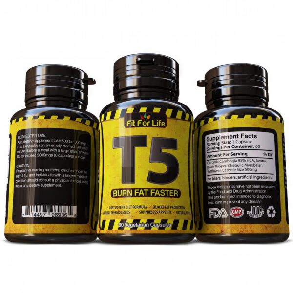T5 Fat Burner Fit For Life Weight Loss Diet Slimming Strongest Legal Herbal Supplements x 60 Capsules - Image 2