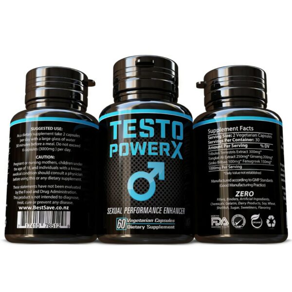 Testo Power X Super Strength Sexual Stamina Sperm Booster Male Enhancement Herbal Supplement x 60 Capsules - Image 3